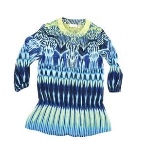 Chico's Size 0 Multicolor Polyester Blouse - Button V Neck Beautiful Print